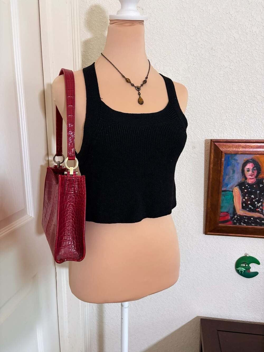 Wilfred Knit Crop Top Black Open Back Sweater Tank